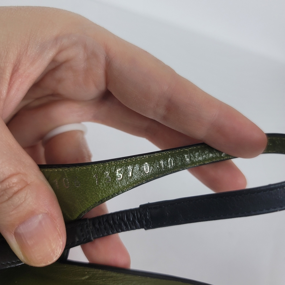 Gucci Vintage 90s Y2K Black And Green Leather Sling Back Kitten Heels Size 10 - Picture 11 of 14